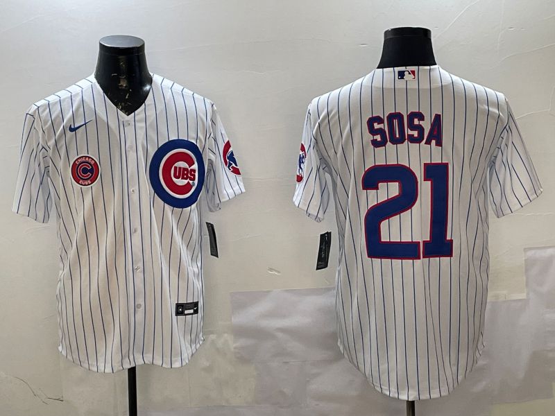 Men Chicago Cubs #21 Sosa White Stripe Game 2025 Nike MLB Jersey style 3